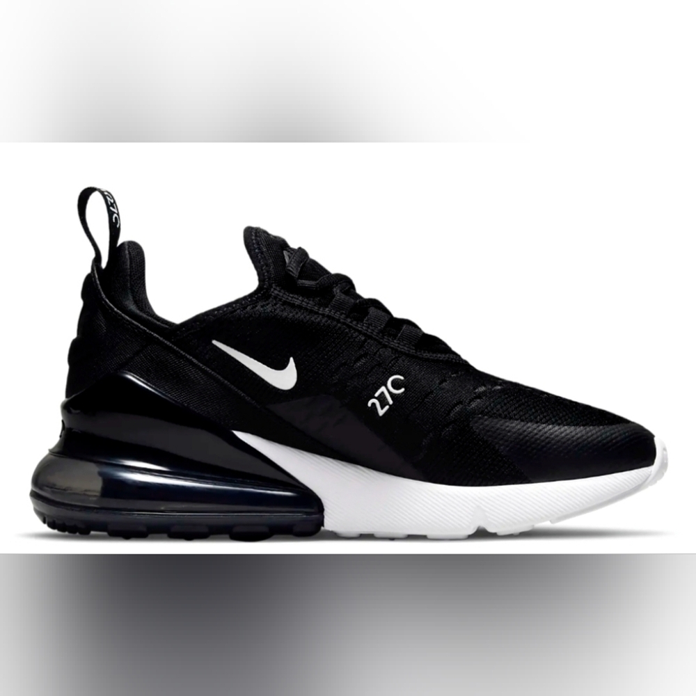 Nike Air Max 270 Black Lace-Up Running Sneaker Shoes Women 8 Or Men 6.5